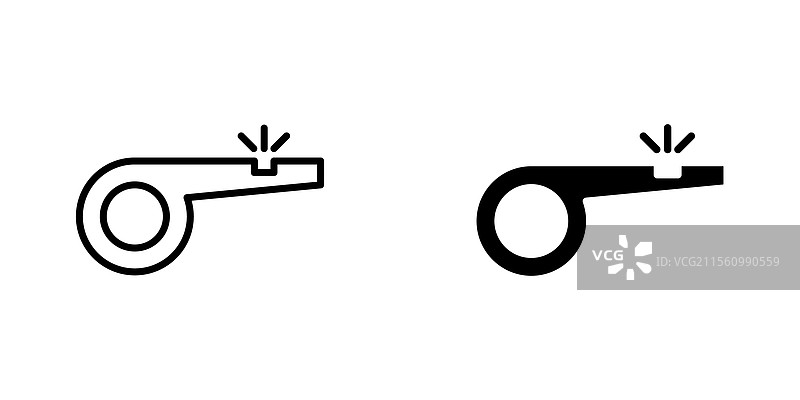 口哨图标的线条和黑色实心图标图片素材