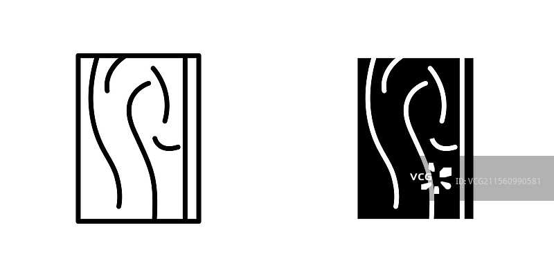 木板图标，线条描边和黑色实心图标图片素材