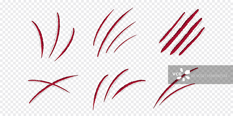 猫爪划伤的红色撕裂纸边，孤立展示图片素材