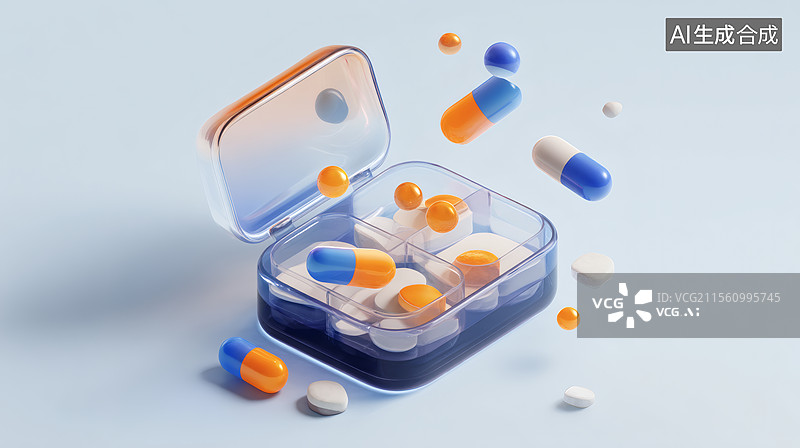 【AI数字艺术】药盒和药片图片素材