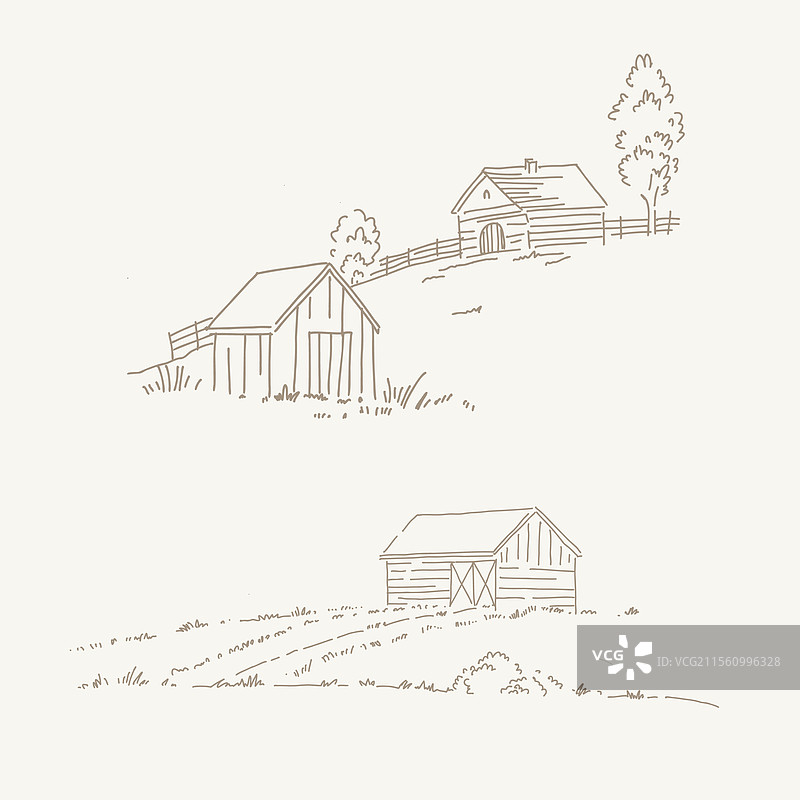 复古建筑手绘插图图片素材