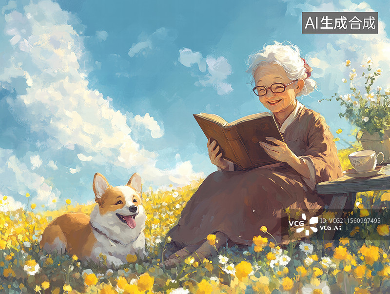 【AI数字艺术】阳光下的阅读时光图片素材