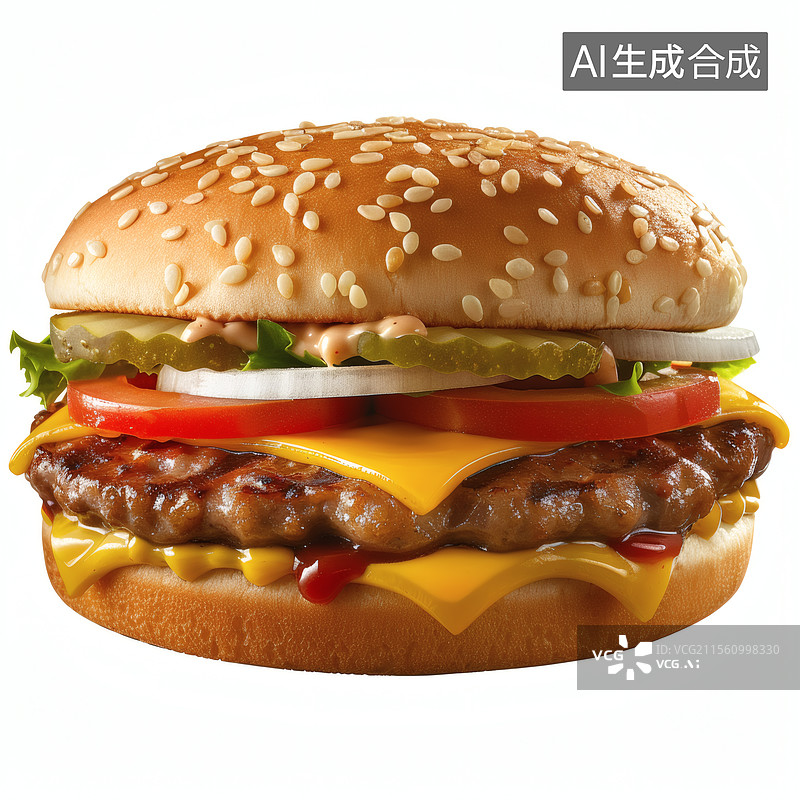 【AI数字艺术】美味诱人的巨无霸汉堡图片素材