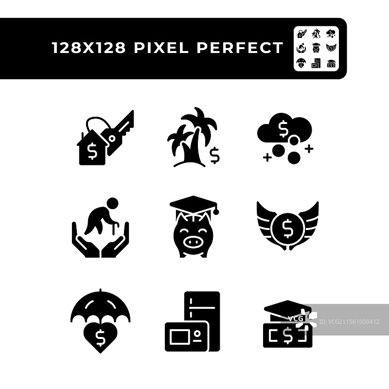 被动收入自由像素完美黑色图标图片素材