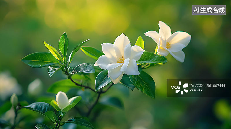【AI数字艺术】清晨茉莉花图片素材
