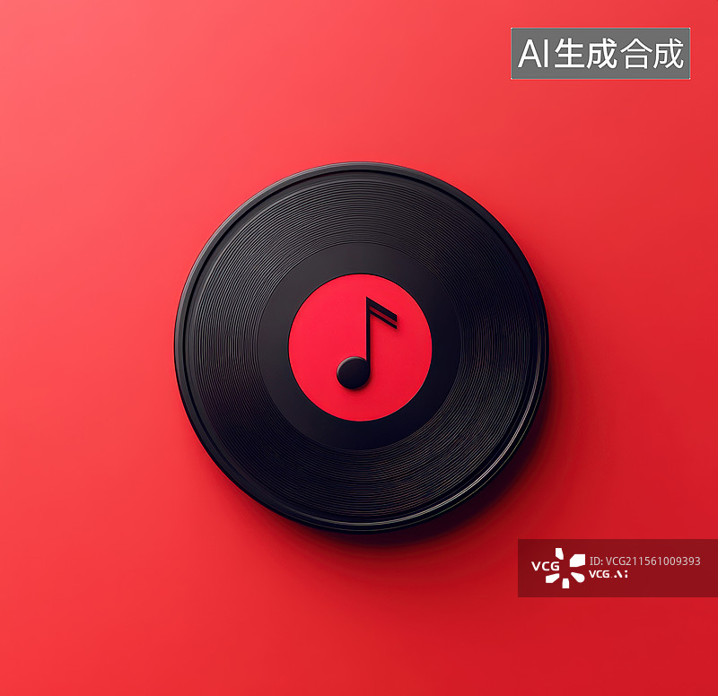 【AI数字艺术】黑胶唱片上的音乐符号图片素材