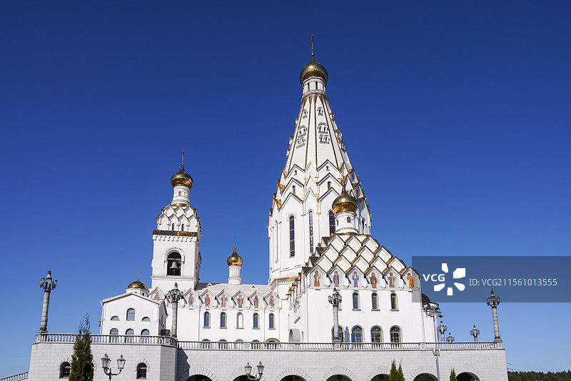 白俄罗斯 明斯克 明斯克诸圣纪念教堂 黑白教堂图片素材