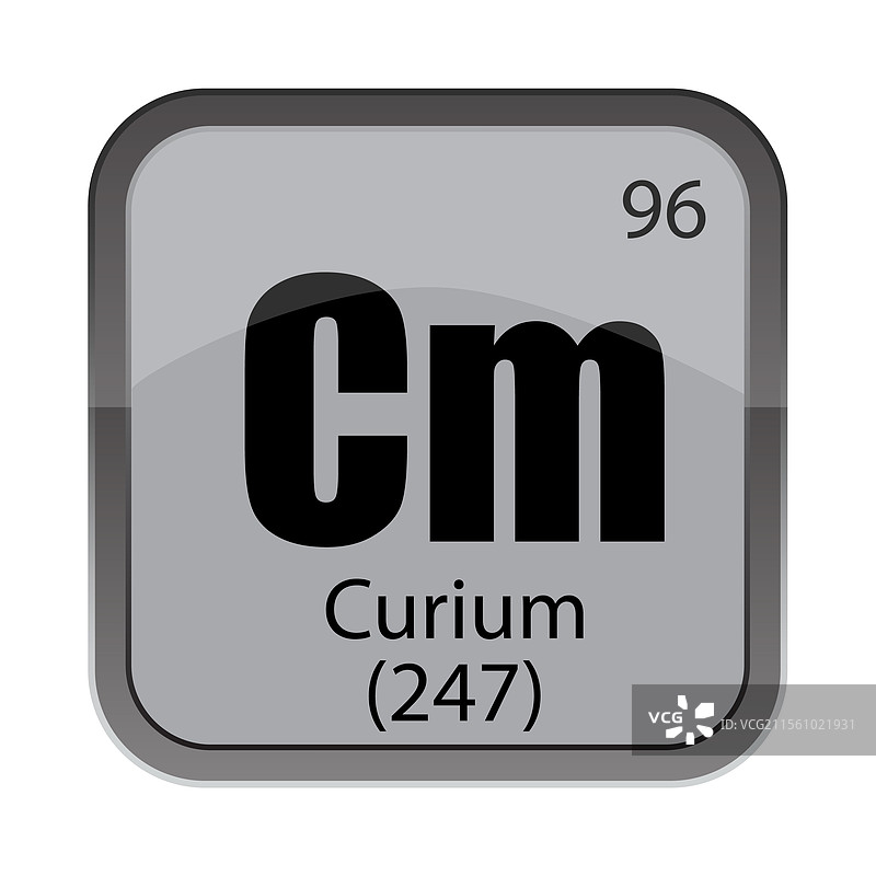 镎元素符号图标，文本为“Cm”，显示数字九十图片素材