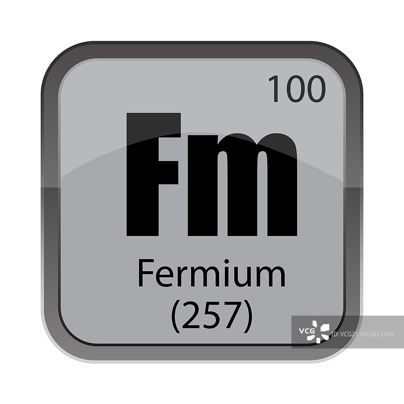 锕系元素257号，化学符号为Fm，原子序数为100。图片素材