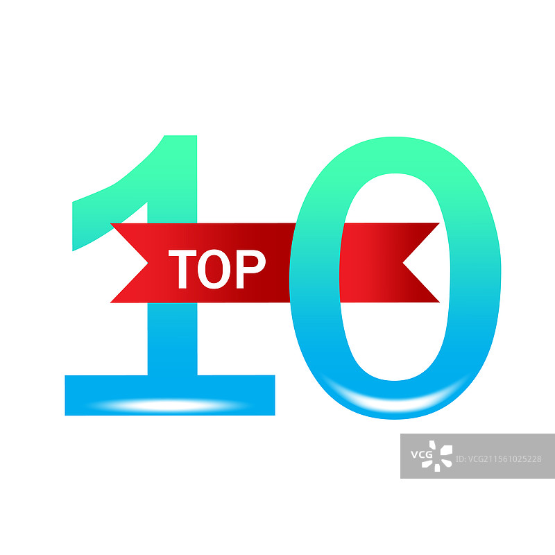 顶部10标签渐变十形状粗体红色丝带图片素材