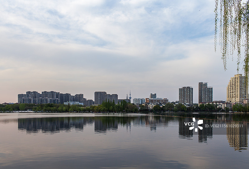 莫愁湖公园湖边的景色图片素材