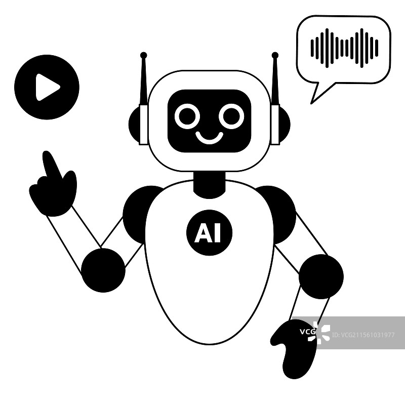 可爱的人工智能机器人生成音频线性图图片素材