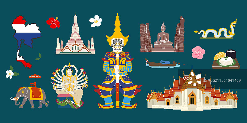 泰国贴纸 泰国 曼谷 图标 旅游图片素材