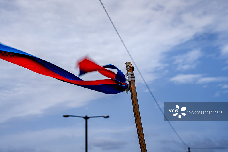 偶来小路的飘带标志 ‌올레길 偶来小路1号路段起点 韩国济州岛旅行图片素材