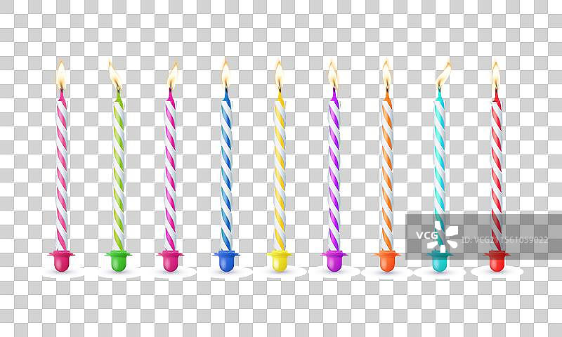 3D 真实彩色生日蛋糕蜡烛图片素材