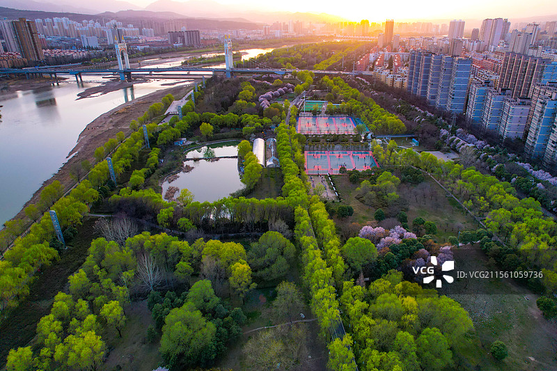陕西宝鸡：渭河畔绘就生态画卷图片素材