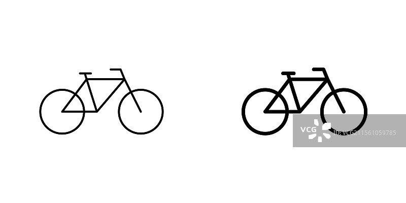 白色背景上的骑行图标符号集合图片素材