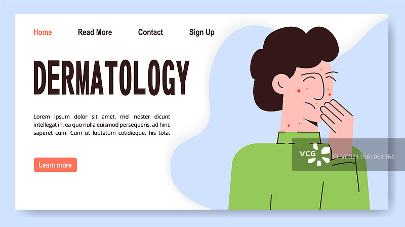皮肤病问题的男孩卡通横幅图片素材