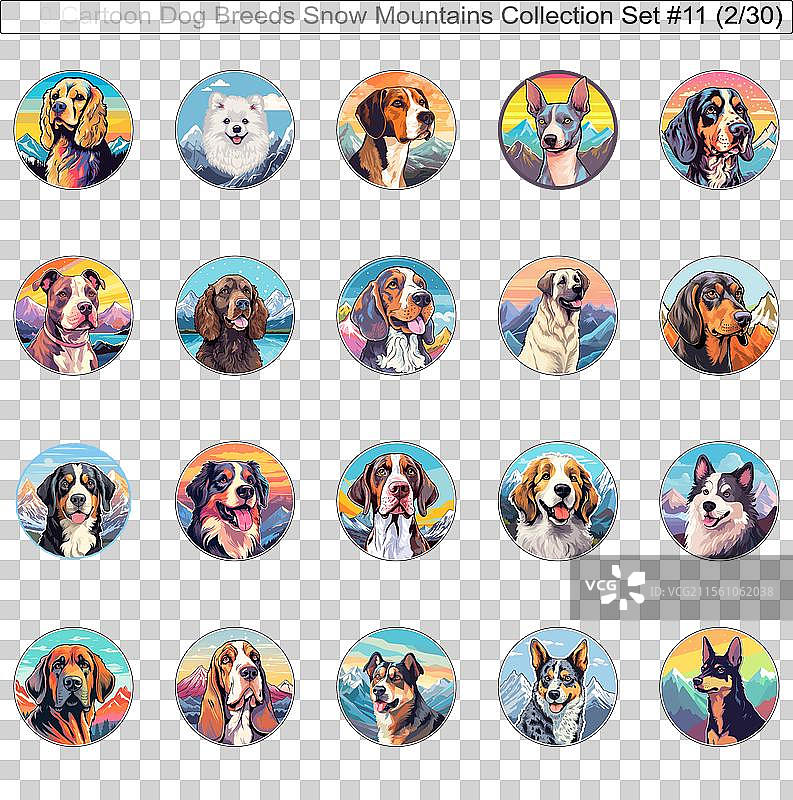 雪山中的狗狗品种卡通角色图片素材