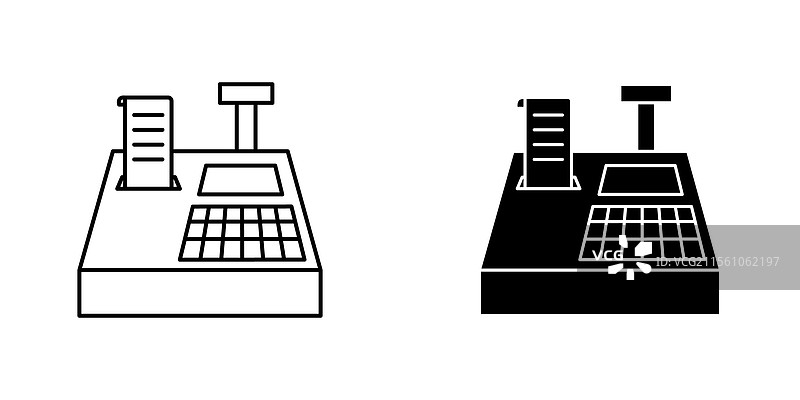 白色背景上的收银机图标符号集合图片素材