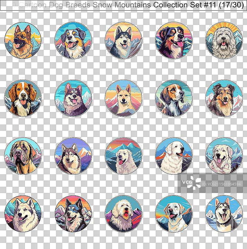 雪山中的狗狗品种卡通角色图片素材