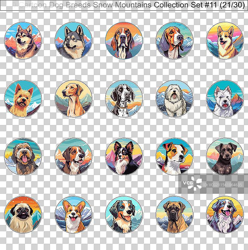 雪山中的狗狗品种卡通角色图片素材