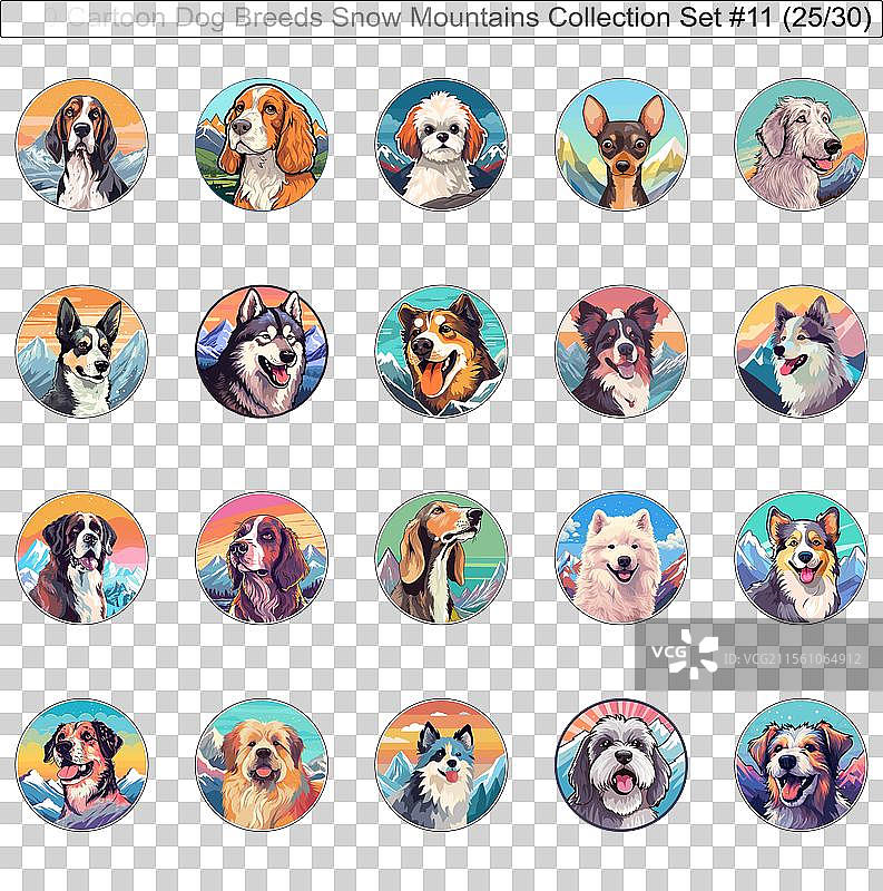 雪山中的狗狗品种卡通角色图片素材