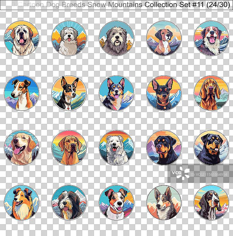 雪山中的狗狗品种卡通角色图片素材