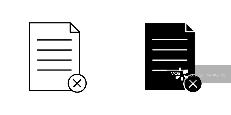 白色背景上的删除文档图标符号集合图片素材