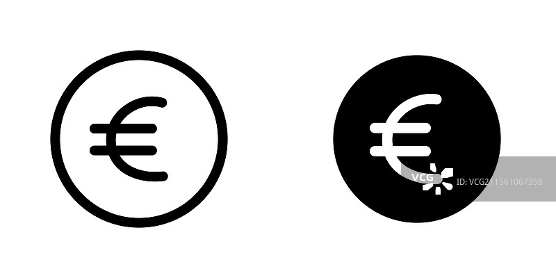 白色背景上的欧元图标符号集合图片素材