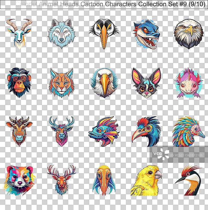 200个色彩斑斓的动物头像卡通角色图片素材