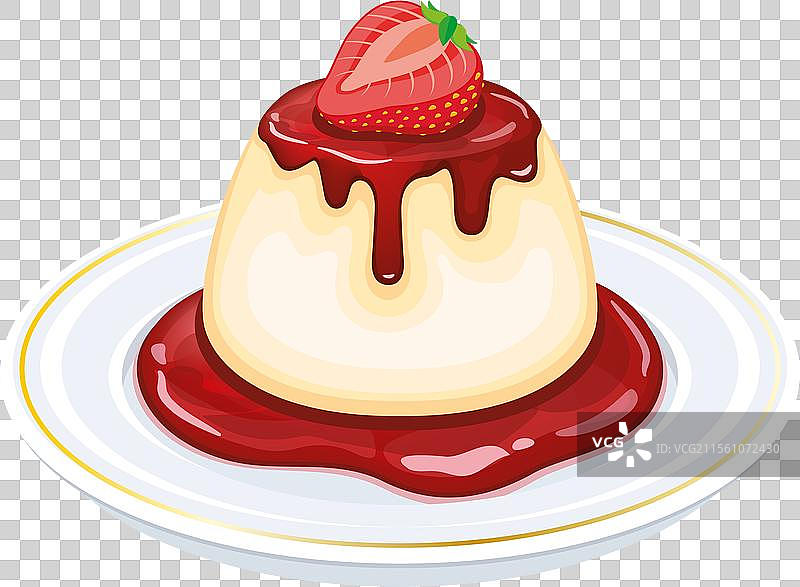 香草奶冻配草莓酱图标图片素材