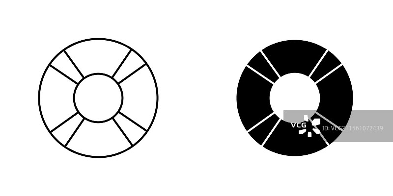 白色背景上的救生圈图标符号集合图片素材