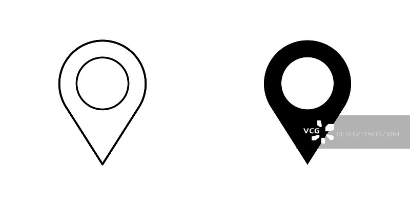 白色背景上的地图标记图标符号集合图片素材