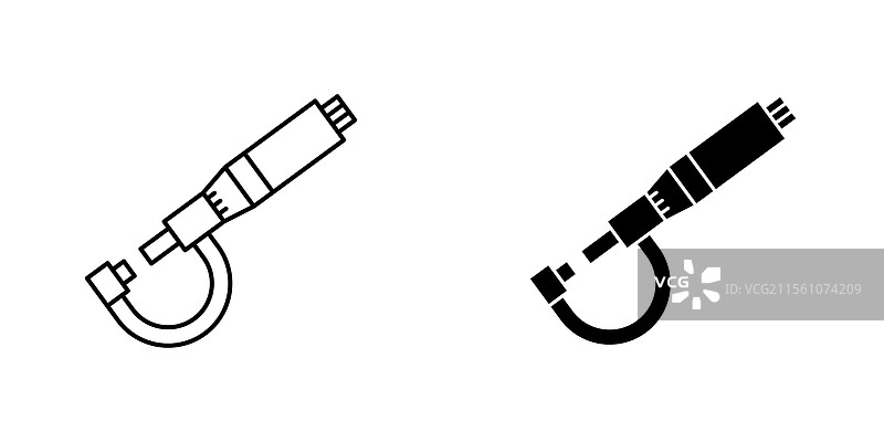 白色背景上的微米计图标符号集合图片素材