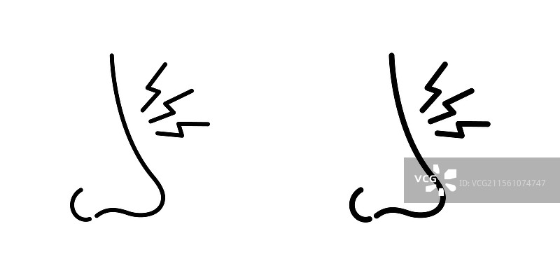 白色背景上的鼻痛图标符号集合图片素材