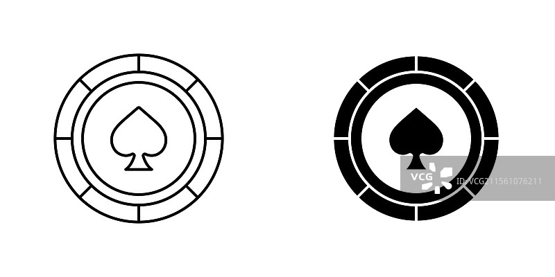 白色背景上的扑克筹码图标符号集合图片素材