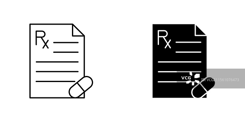 白色背景上的处方药图标符号集合图片素材