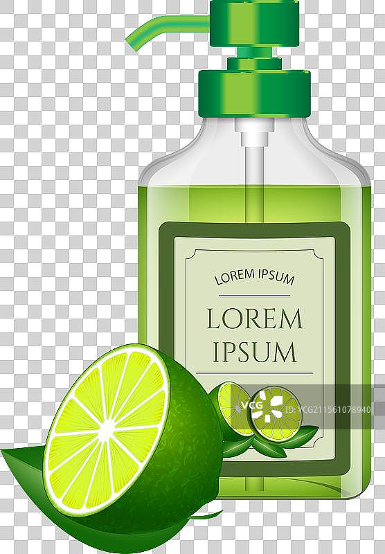 青柠洗洁精或洗手液概念孤立展示图片素材