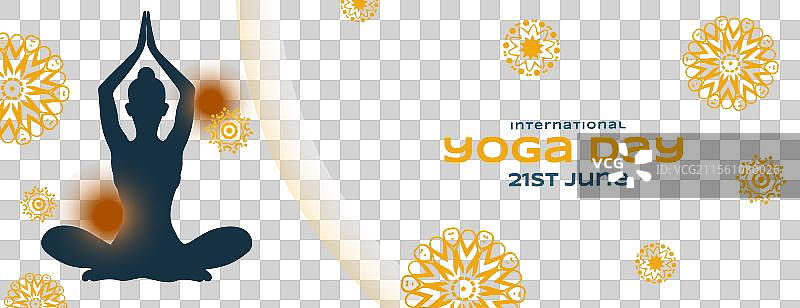 装饰性的国际瑜伽日，6月21日，白色图片素材