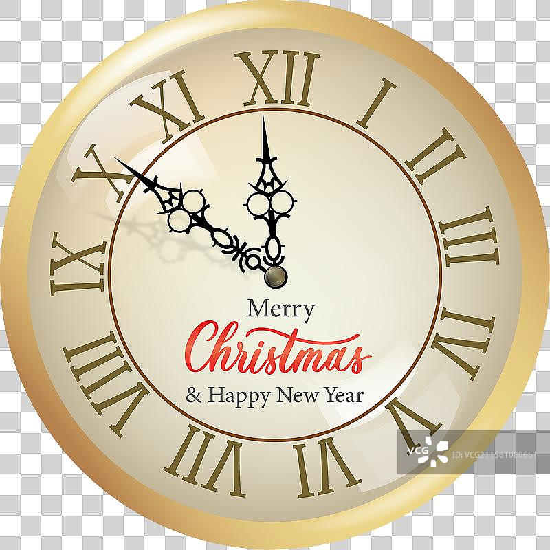 金色手表，带有罗马数字，庆祝新年图片素材