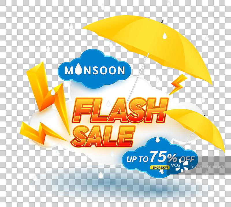 季风闪购75%折扣与黄色雷电图片素材