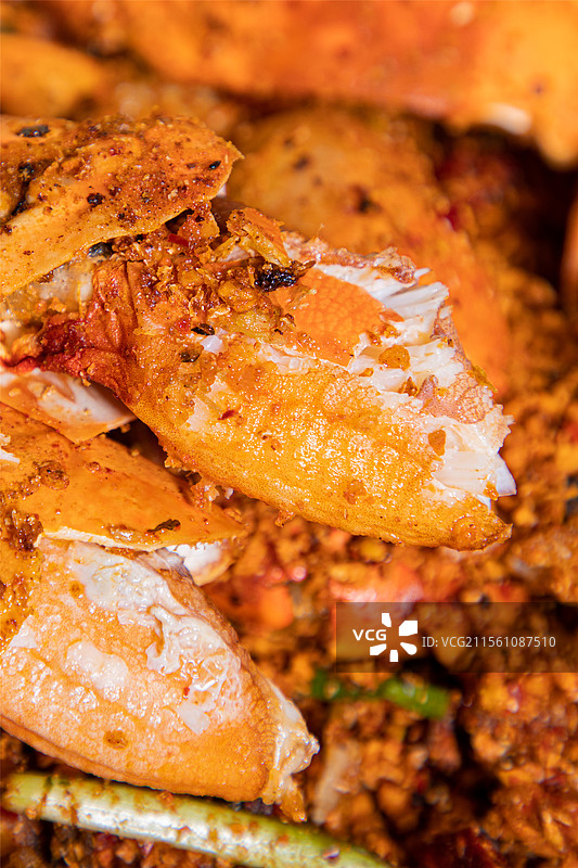 桥底辣蟹避风塘炒蟹大螃蟹蟹腿蟹钳香港美食粤菜蒜蓉蟹炸蟹大肉蟹图片素材