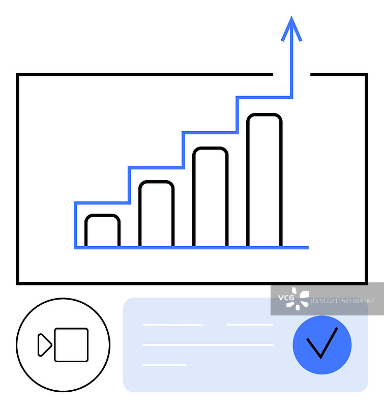 带有视频通话图标的商业增长图表图片素材