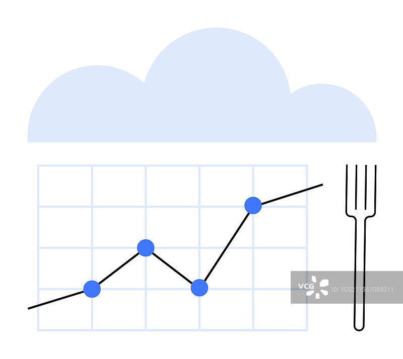 带有云和分叉的增长趋势图表图片素材