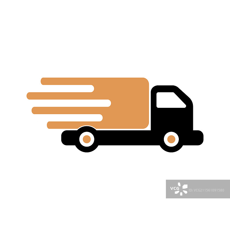 黑色轮廓侧视平面小货车图标图片素材