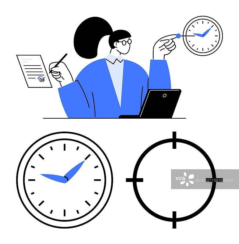 女性在多任务处理时管理时间图片素材