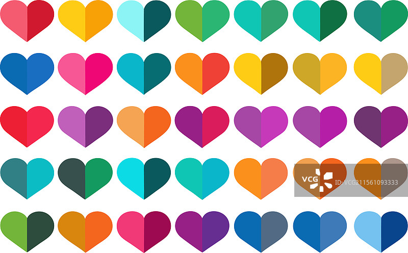 一组多彩的心形图标图片素材