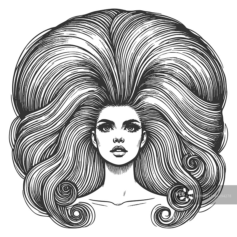 头发夸张丰盈的女性图片素材