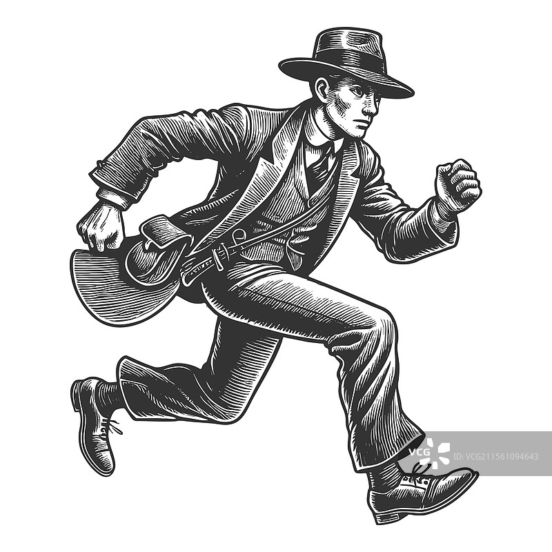 穿西装的跑步者雕刻图片素材